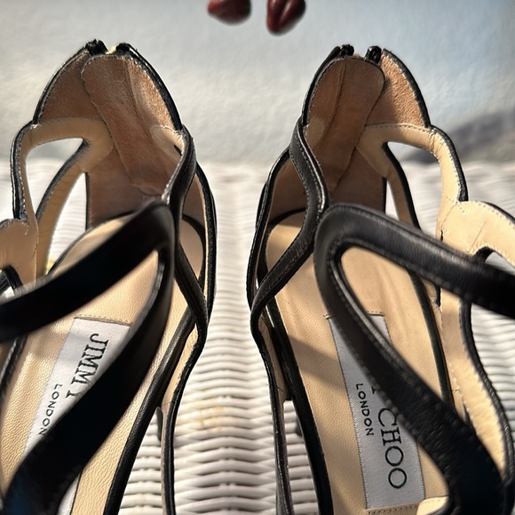 GORGEOUS JIMMY CHOO “LESLIE” STRAPPY BLACK HEELS. Size 38 (approx 8 US). EUC. - Picture 10 of 10